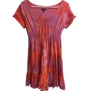 Wild Fable Size Medium Pink Purple Tie Dye V Neck Mini Dress